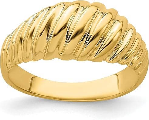 14K Yellow Gold Polished Shrimp Dome Ring